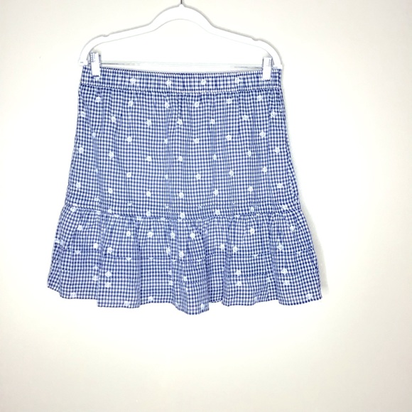 Madewell Dresses & Skirts - Madewell Embroidered Tiered Pull-On Mini Skirt in Gingham Check Size Large